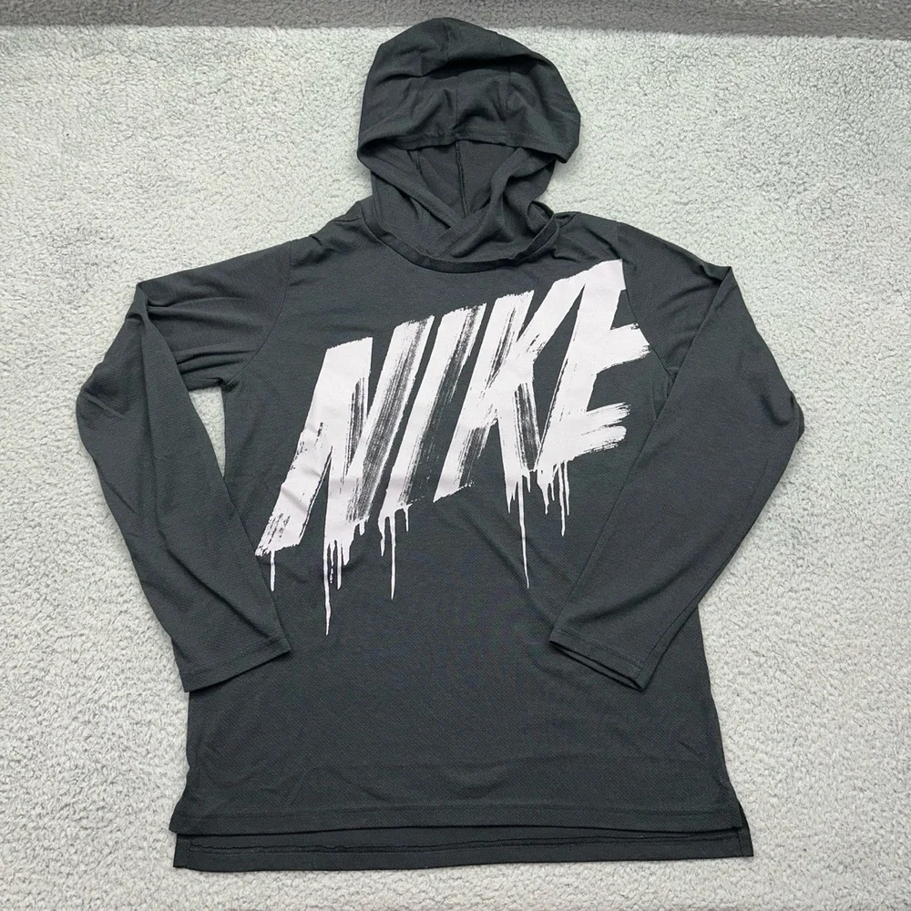 Nike CN5984-010 Youth XL Dri-Fit Breathe Kids' Hoodie L/S Graphic Pullover Shirt